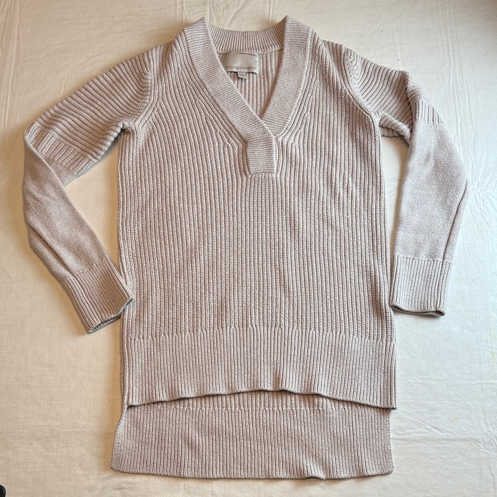 Banana Republic Heritage Collection Women's   Beige V-Neck High Low Sweater XS